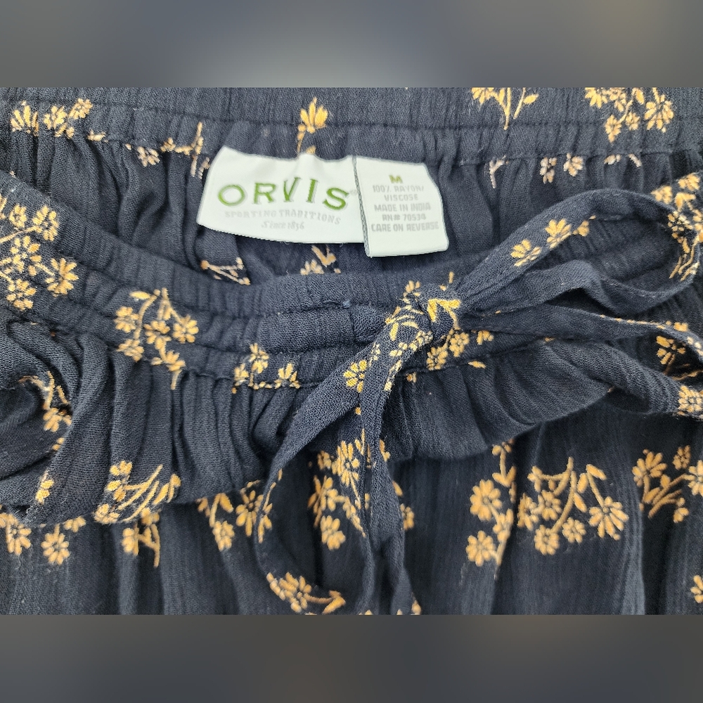 Orvis Black Floral Maxi Skirt Women's Size Medium Lightweight Flowy - Picture 4 of 7